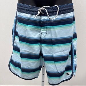 Billabong Striped Swim Trunks‎ Board Shorts with Pocket Blue White Size 31